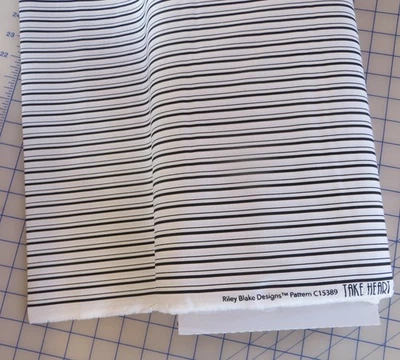 YARD ~ Black & White Stripe, Riley Blake Cotton $3.99 Ships ANY Amount Of Fabric - Image 1 of 4