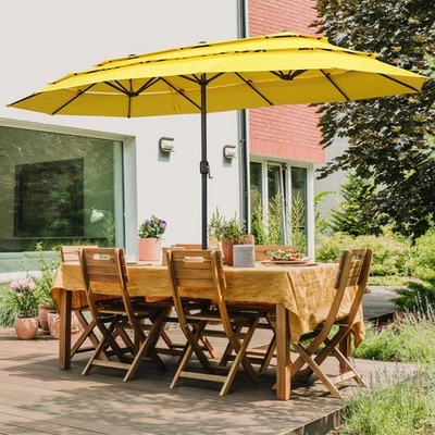 Sombrilla de patio grande de 15 pies, sombrillas de piscina de doble cara al aire libre, 3 niveles grandes... Foto 1 de 4