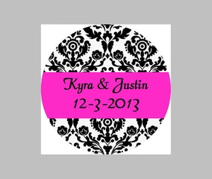 120 Personalisierte Individuelle Damast Hochzeit Runde Aufkleber Umschlag Siegel - Bild 1 von 1