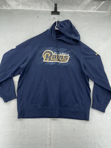 St Louis Rams Hoodie Adult XL Extra Large Navy Blue Sweatshirt Nike Therma-Fit Cover