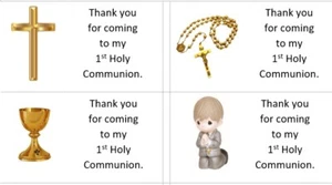 40 Personalised GOLD/BOY 1st Holy Communion/labels/stickers/party/cake/sweet/bag - Picture 1 of 1