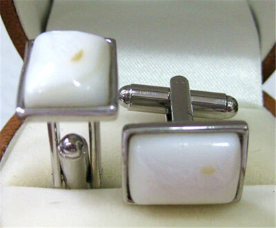 Christmas Natural Agate Jade Shell Men Shirt Cufflinks Fashion Jewelry Cuff Link - Image 1 of 4