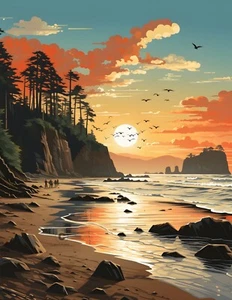 Olympic National Park, Washington, Ruby Beach Giclée stampa artistica 8,5 x 11 pollici - Foto 1 di 2