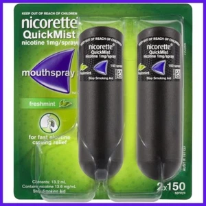 Nicorette Quit Smoking Quickmist Spray, Freshmint, 150 Sprays, Duo Pack 2-Pack - Picture 1 of 3