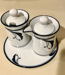 Dansk Vintage Flora Bayberry Blue Sugar Creamer And Tray Vintage - Picture 1 of 5