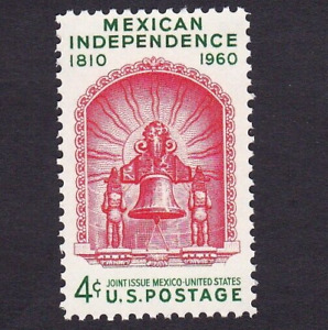 MEXICAN INDEPENDENCE 150Yrs 4ct BELL RED JOINT ISSUE  SINGLE NEW UNUSED POSTAGE