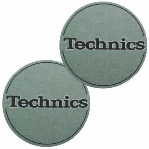 Slipmats Technics Green Metallic Logo Black 1 Pair - Picture 1 of 3