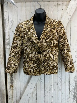  Neiman Marcus Exclusive Abstract Animal Print Button Jacket Blazer Size 4 - Image 1 of 4