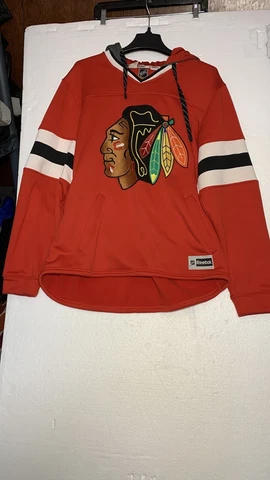 chicago blackhawks jersey Red Size Large With Hoodie Mens Red Cover