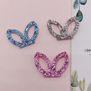 50pcs Mixed Color Glitter Bunny Rabbit Ears Cut-outs Flatbacks Arts Crafts DIY - Picture 1 of 8