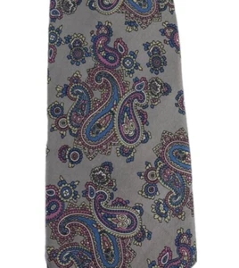 Corbata gris Mallory & Church para hombre talla 57 in x 3,5 pulgadas con estampado de cachemira seda - Imagen 1 de 10