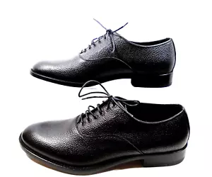 Men's Leather Bespoken Vero Cuoio Lace Up Dress Shoes Black 42 Size 9 Italy - Picture 1 of 24