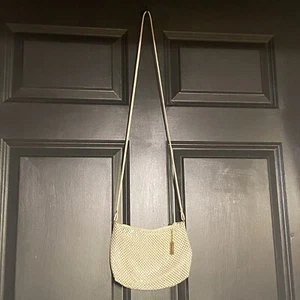 Vintage Whiting & Davis White Mesh Chain Evening Shoulder Bag With Gold Zipper - Picture 1 of 10