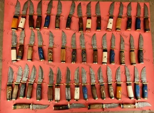 LOT OF 20 PC CUSTOM HANDMADE DAMASCUS STEEL 6" CAMPING & HUNTING KNIVES FROM USA - Picture 1 of 17