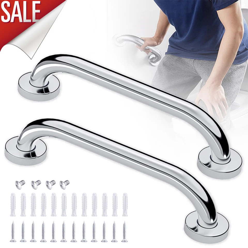 2pcs Stainless Steel Grab Bar Bathroom Safety Handicap Shower Tub Handle Support