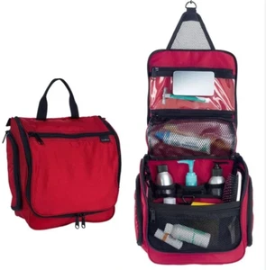 L.L. Bean LARGE Personal Organizer  Hanging Travel  Toiletry Bag RED/BLACK MINT! - Picture 1 of 5