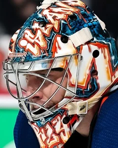 Semyon Varlamov Close Up Mask New York Islanders 8x10 NHL Hockey Photo - Picture 1 of 1