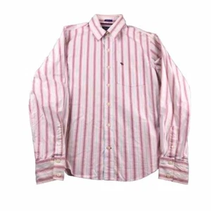 Abercrombie Fitch Shirt Mens Large Pink Striped Muscle Long Sleeves Button Up - Picture 1 of 11