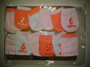 0-12 Month First Year of Photos Props 12 prs numbered girl pink socks Gertex New - Picture 1 of 12