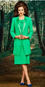 TRELISE COOPER COUTURE Green Candy Crush Coat Dress 12 - Picture 1 of 5