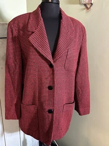 Vintage Country Suburbans ILGWU Label rot/schwarz Hahnentritt Blazer Damengröße 16 - Bild 1 von 4