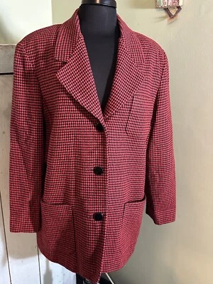 Vtg Country Suburbans ILGWU Label  Red/Black Houndstooth Blazer Women's size 16 - Image 1 of 4