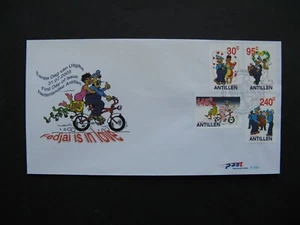 NETHERLANDS ANTILLES, cover FDC 2003, comics postman Fedjai, bicycle wedding - Picture 1 of 1