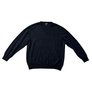 Jos A Bank Sweater Mens XL Black/Gray Pullover 100% Cashmere V Neck Long Sleeve - Picture 1 of 3