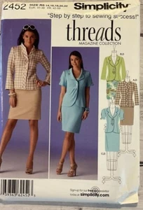 Simplicity 2452 Sewing Pattern Suit Jacket Coat Pencil Skirt Miss Sz 14-22 UNCUT - Picture 1 of 2