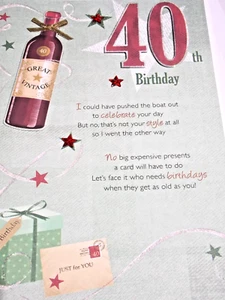 40th Birthday Card. Second Nature Range of Cards. - Picture 1 of 4