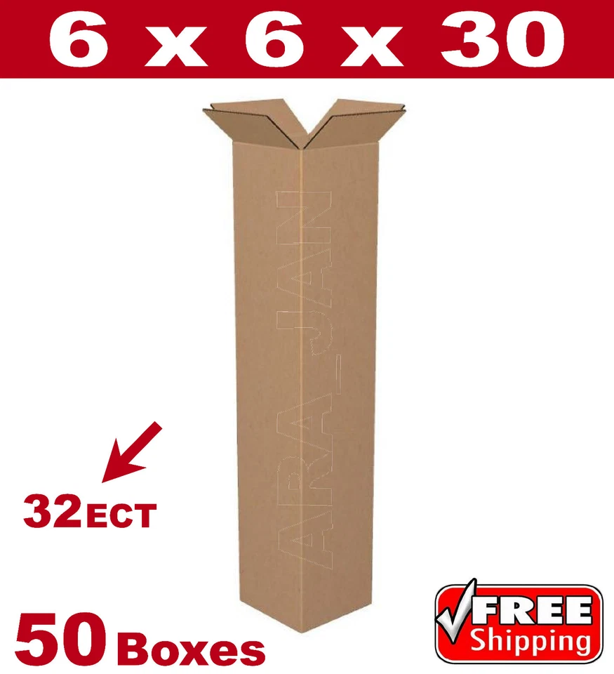50 - 6x6x30 Cajas de Cartón Embalaje Correo Caja de Envío 32ECT Cartón Corrugado Foto 1 de 1