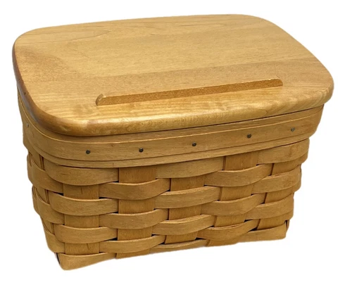 Longaberger Recipe Basket 1997 with Protector and WoodCrafts Lid Cover