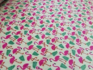 Double Sided Super Soft Cuddle Fleece Fabric Material - FLAMINGO CREAM - Picture 1 of 1
