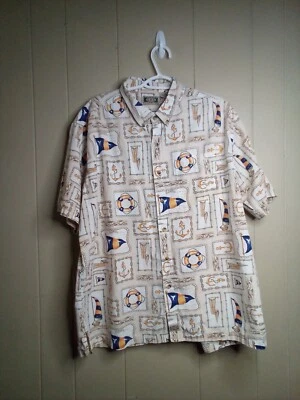GPS Button Down Shirt XL Short Sleeve Nautical Boating - Image 1 of 4