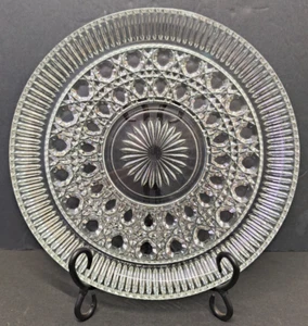 Plato/plato de servir transparente vintage Federal Glass Windsor botón y bastón 11" D - Imagen 1 de 8
