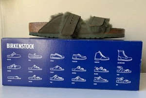 BIRKENSTOCK Arizona Shearling Thyme Green Suede Shoes Size 43 BNIB Winter - Picture 1 of 22