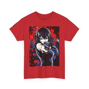 ANIME BADDIE HOT GIRL GUN ART TEE TSHIRT GIFT MEN WOMEN MANGA COSPLAY SHIRTJAPAN - Picture 1 of 17