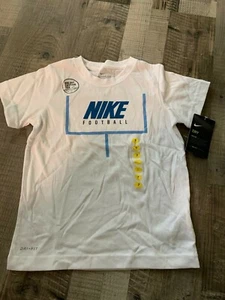 NWT Boy's Nike Athletic T-Shirt Football White/ Blue Size 6 Dri Fit Free Ship - Picture 1 of 2