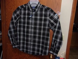 NEW MEN'S GEORGE BLACK & GREY  BUTTON DOWN COLLAR CASUAL / MAYBE  DRESS SHIRT - Picture 1 of 4