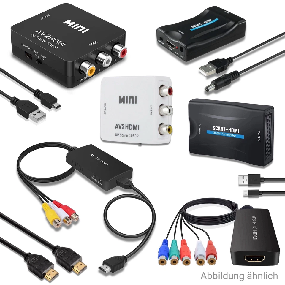 HDMI Adapter - Mini AV / SCART / YPBPR to HDMI Konverter für Wii / PS / XBOX - Bild 1 von 1