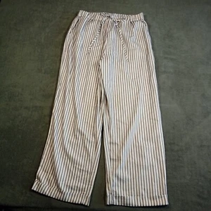 NoraCora Pants Womens Large Gray Striped Drawstring Comfy Stretch Straight Leg - Picture 1 of 17
