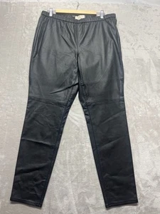 Michael Kors Skinny Leather Leggings Women's Size 16 Black Viscose Elastic Waist - Picture 1 of 8