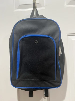 Mercedes-Benz Black Backpack with Blue Accents and Front Zipper Pocket EUC - Image 1 of 4