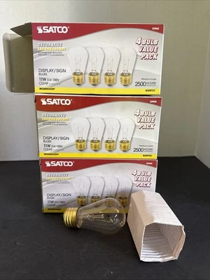 12 Pack CLEAR Patio String Light Sign Bulb 120V 11W S14 Medium E26 Base 11S14/CL - Image 1 of 4