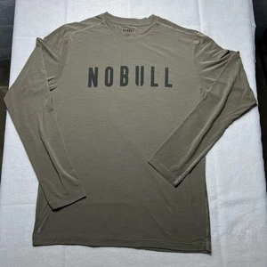 No Bull Herren Large Stretch T-Shirt Langarm Rundhals Einfarbig Braun Grün Gym - Bild 1 von 5