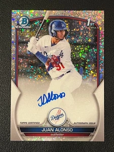 Juan Alonso 2023 Bowman Chrome 1st Auto Speckle Refractor /299 Dodgers - Picture 1 of 2