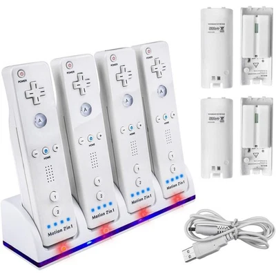 Remote Ladegerät für 4 Wii Controller 4 Akku,Ladestation für WII Fernbedienung - Bild 1 von 4