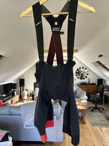Assos Equipe RS Bib Shorts S9 L Black With Red Leg Band - Picture 1 of 7
