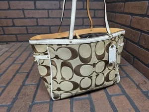 Coach Vintage Canvas Shoulder Bag JACQUARD PYTHON WHITE TRIM Y2K 90s BO6S-7874 - Picture 1 of 9