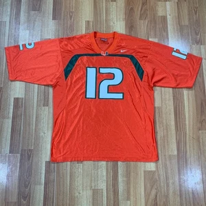 Nike Team Sports Football Jersey Mens Medium Orange Miami Hurricanes #12 - Picture 1 of 10